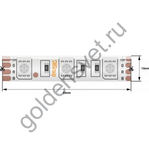 Лента светодиодная стандарт 5050, 60 LED/м, 14,4 Вт/м, 12В , IP65, Цвет: RGB