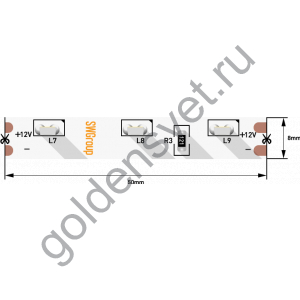 Лента светодиодная стандарт 315, 60 LED/м, 4,8 Вт/м, 12В , IP20, Цвет: Теплый белый