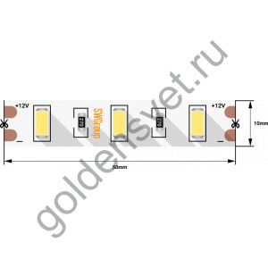 Лента светодиодная стандарт 5630, 60 LED/м, 12 Вт/м, 12В , IP20, Цвет: Теплый белый