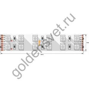 Лента светодиодная стандарт 5050, 120 LED/м, 28,8 Вт/м, 24В , IP65, Цвет: RGB