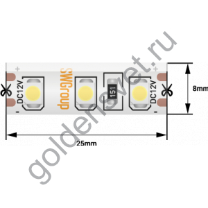 Лента светодиодная стандарт 3528, 120 LED/м, 9,6 Вт/м, 12В , IP65, Цвет: Зеленый
