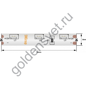 Лента светодиодная стандарт 315, 60 LED/м, 4,8 Вт/м, 12В , IP67, Цвет: Теплый белый