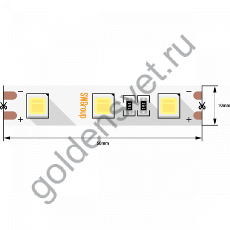 Лента светодиодная стандарт 5054, 60 LED/м, 14,4 Вт/м, 12В , IP20, Цвет: Теплый белый