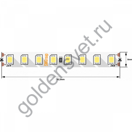 Лента светодиодная ПРО 2835, 128 LED/м, 11,5 Вт/м, 24В , IP20, Цвет: Теплый белый