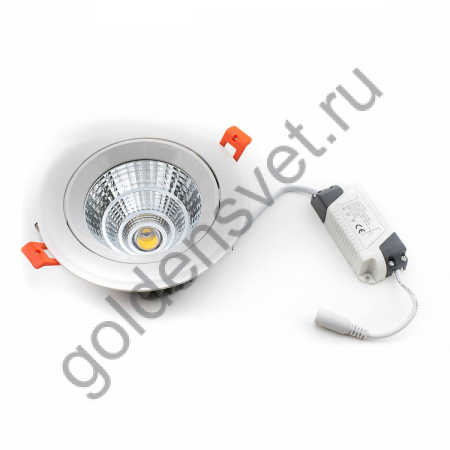 Светильник потолочный светодиодный встраиваемый  с повортной конструкцией, серия DSG-R, Белый, 15Вт, IP33, Нейтральный белый (4000-4500К)