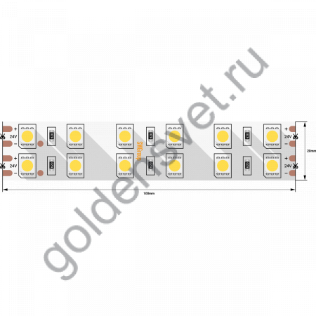 Лента светодиодная стандарт 5050, 120 LED/м, 28,8 Вт/м, 24В , IP20, Цвет: Холодный белый
