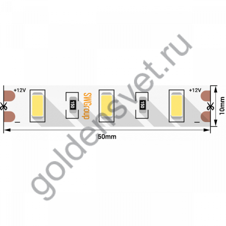 Лента светодиодная стандарт 5630, 60 LED/м, 20 Вт/м, 12В , IP20, Цвет: Холодный белый