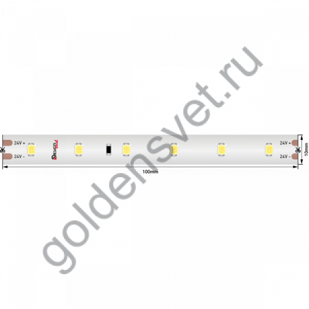 Лента светодиодная LUX, 2835, 60 LED/м, 6 Вт/м, 24В, IP67, Холодный белый (6000K)